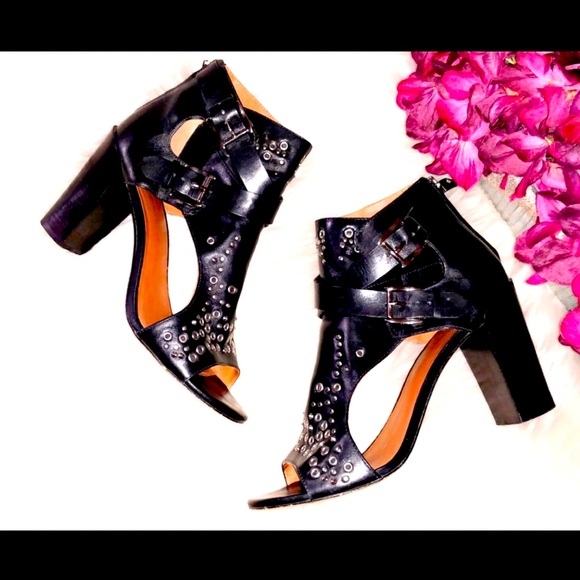 🖤 REBECCA MINKOFF Stud Leather Peep Toe Heel 🖤 - Picture 2 of 7